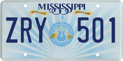 MS license plate ZRY501