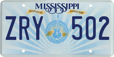 MS license plate ZRY502