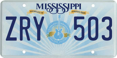 MS license plate ZRY503