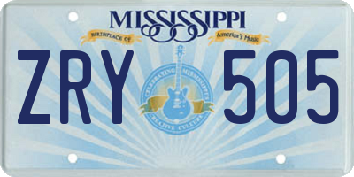 MS license plate ZRY505