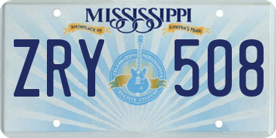 MS license plate ZRY508