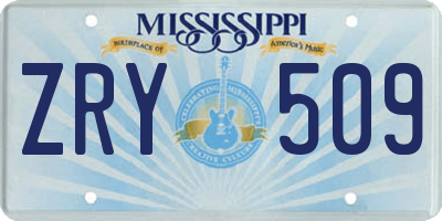 MS license plate ZRY509