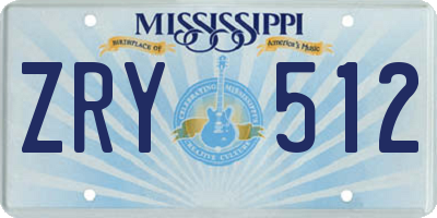 MS license plate ZRY512