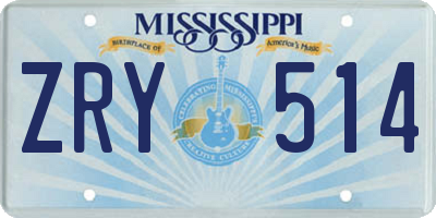 MS license plate ZRY514