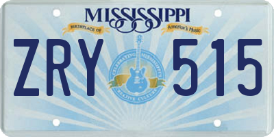 MS license plate ZRY515
