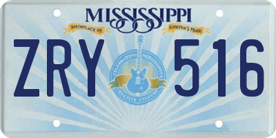 MS license plate ZRY516