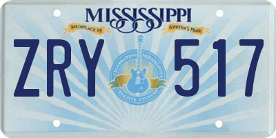 MS license plate ZRY517