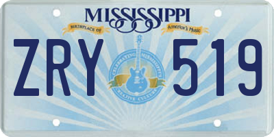 MS license plate ZRY519