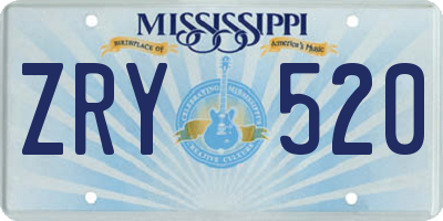 MS license plate ZRY520