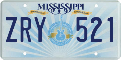 MS license plate ZRY521