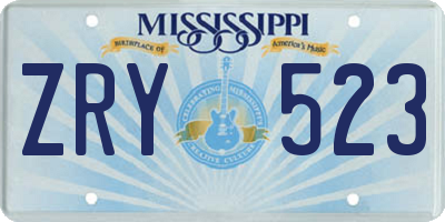 MS license plate ZRY523