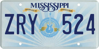 MS license plate ZRY524