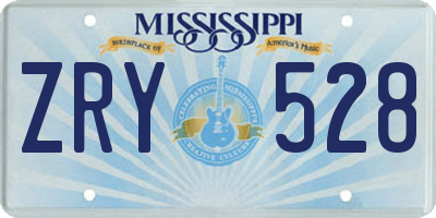 MS license plate ZRY528
