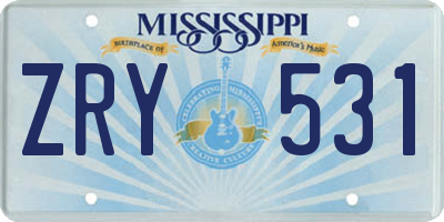 MS license plate ZRY531
