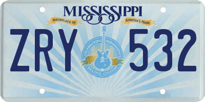 MS license plate ZRY532
