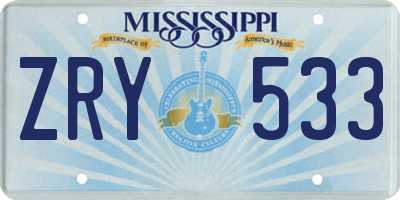 MS license plate ZRY533
