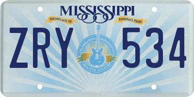 MS license plate ZRY534