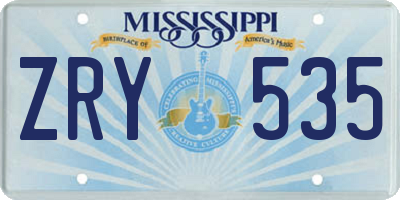 MS license plate ZRY535