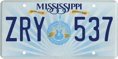 MS license plate ZRY537