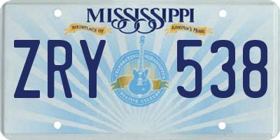 MS license plate ZRY538