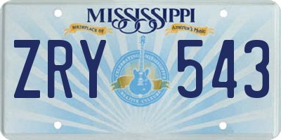 MS license plate ZRY543
