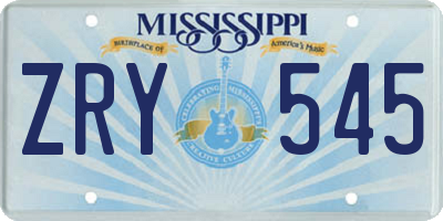 MS license plate ZRY545