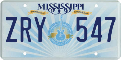 MS license plate ZRY547