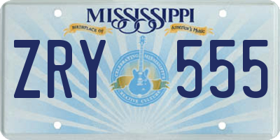 MS license plate ZRY555
