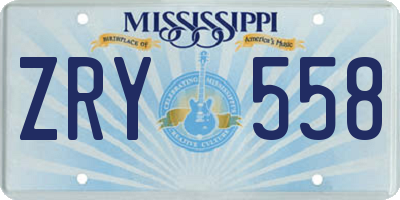 MS license plate ZRY558
