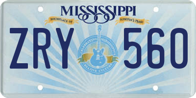 MS license plate ZRY560