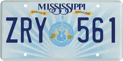 MS license plate ZRY561