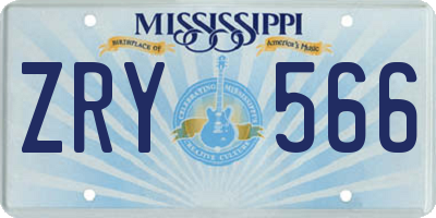 MS license plate ZRY566
