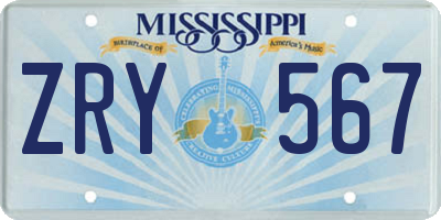 MS license plate ZRY567