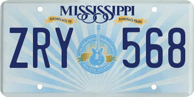 MS license plate ZRY568