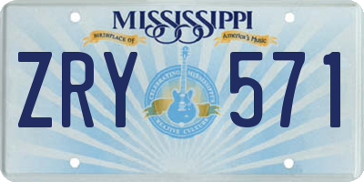 MS license plate ZRY571
