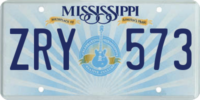 MS license plate ZRY573
