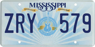 MS license plate ZRY579
