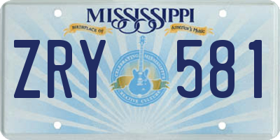 MS license plate ZRY581