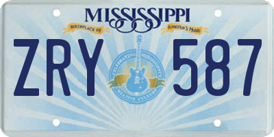 MS license plate ZRY587