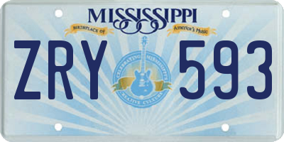 MS license plate ZRY593