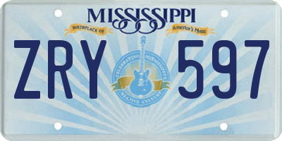 MS license plate ZRY597
