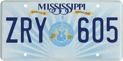 MS license plate ZRY605