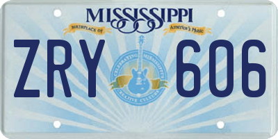 MS license plate ZRY606