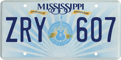 MS license plate ZRY607