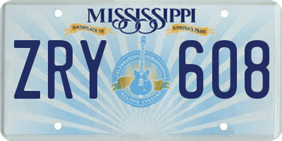 MS license plate ZRY608