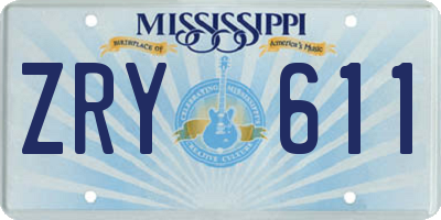 MS license plate ZRY611