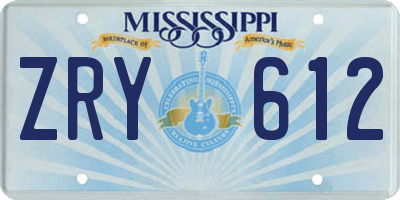 MS license plate ZRY612