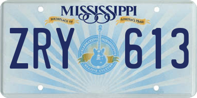 MS license plate ZRY613