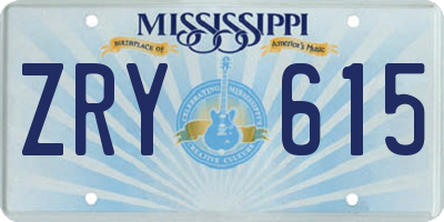 MS license plate ZRY615