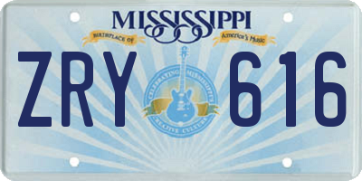 MS license plate ZRY616